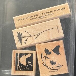 Stampin' Up! Wood mounted Stamp Set Of The Earth Floral Butterfly Bird Botanical